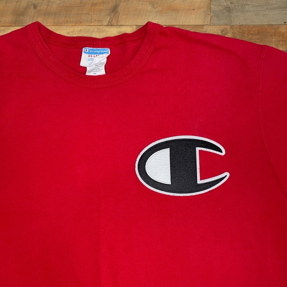 𝅺Vintage 80’s/ 90’s Champion Embroidered Large Champion Logo Tee Shirt size 2XL - Picture 3 of 7